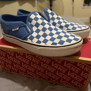 blue checkered vans. womens size 7.5.